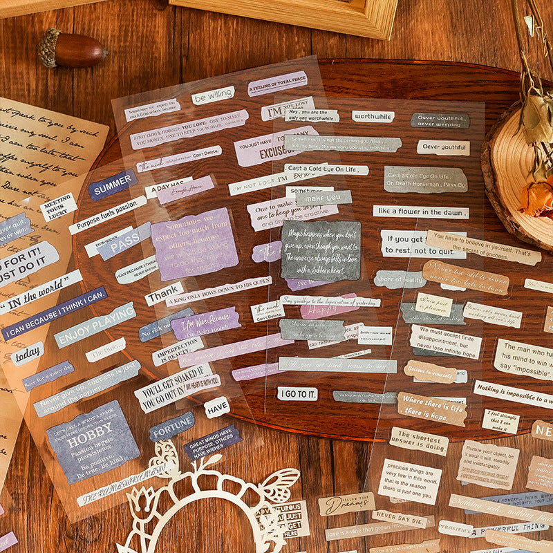 6 Sheets Vintage Quote Stickers FGJSG