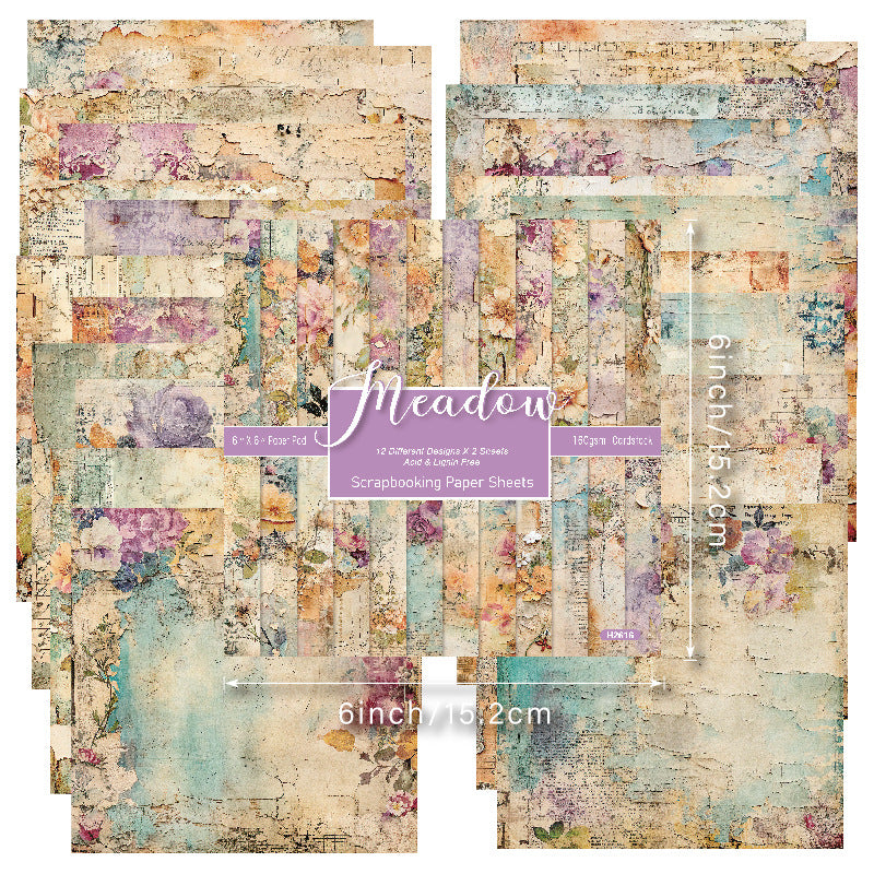 6 Inch Distressed Botanical Scrapbook Paper Pad SKP2616