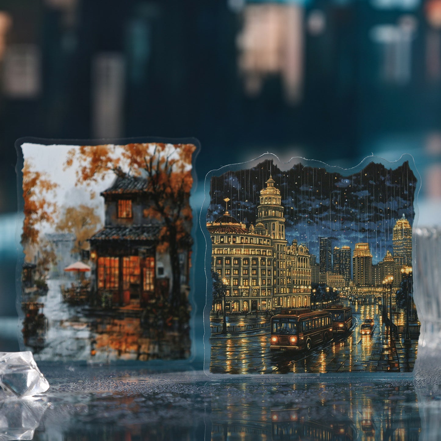 8 Pcs Rainy Season Landscape PET Stickers MLYJ