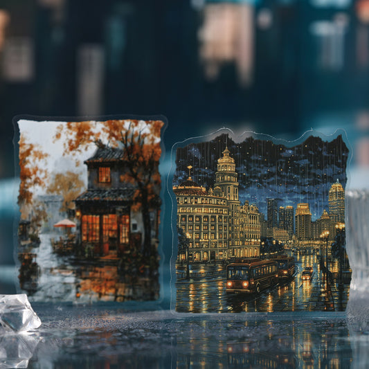 8 Pcs Rainy Season Landscape PET Stickers MLYJ