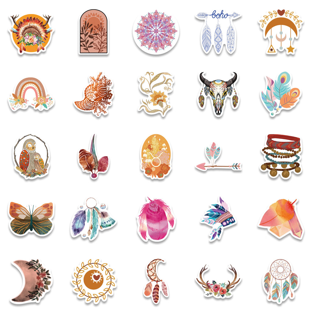 50PCS Boho Waterproof Vinyl Stickers BHO05