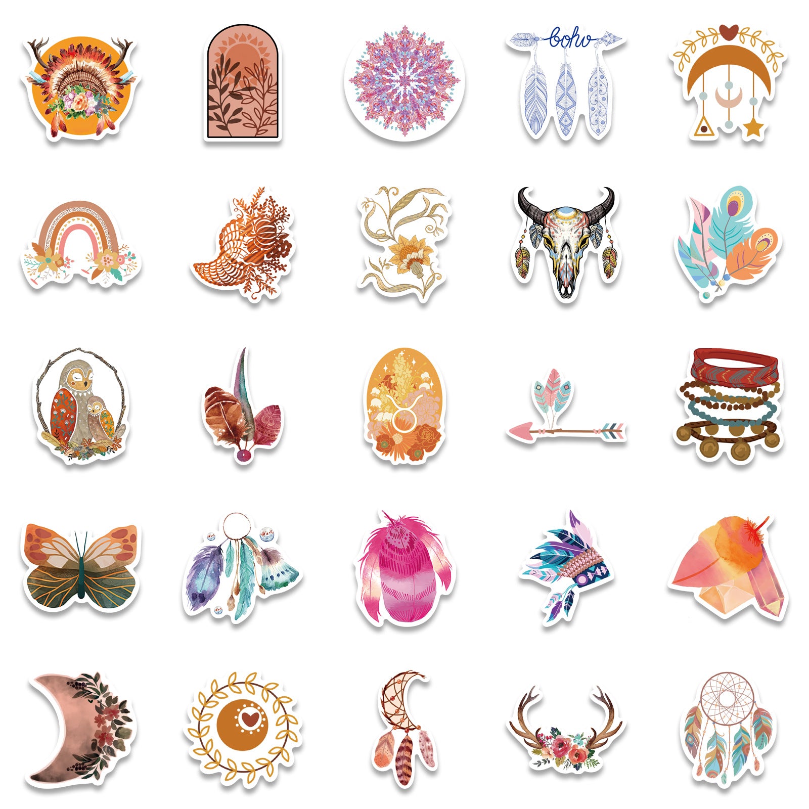 50PCS Boho Waterproof Vinyl Stickers BHO05