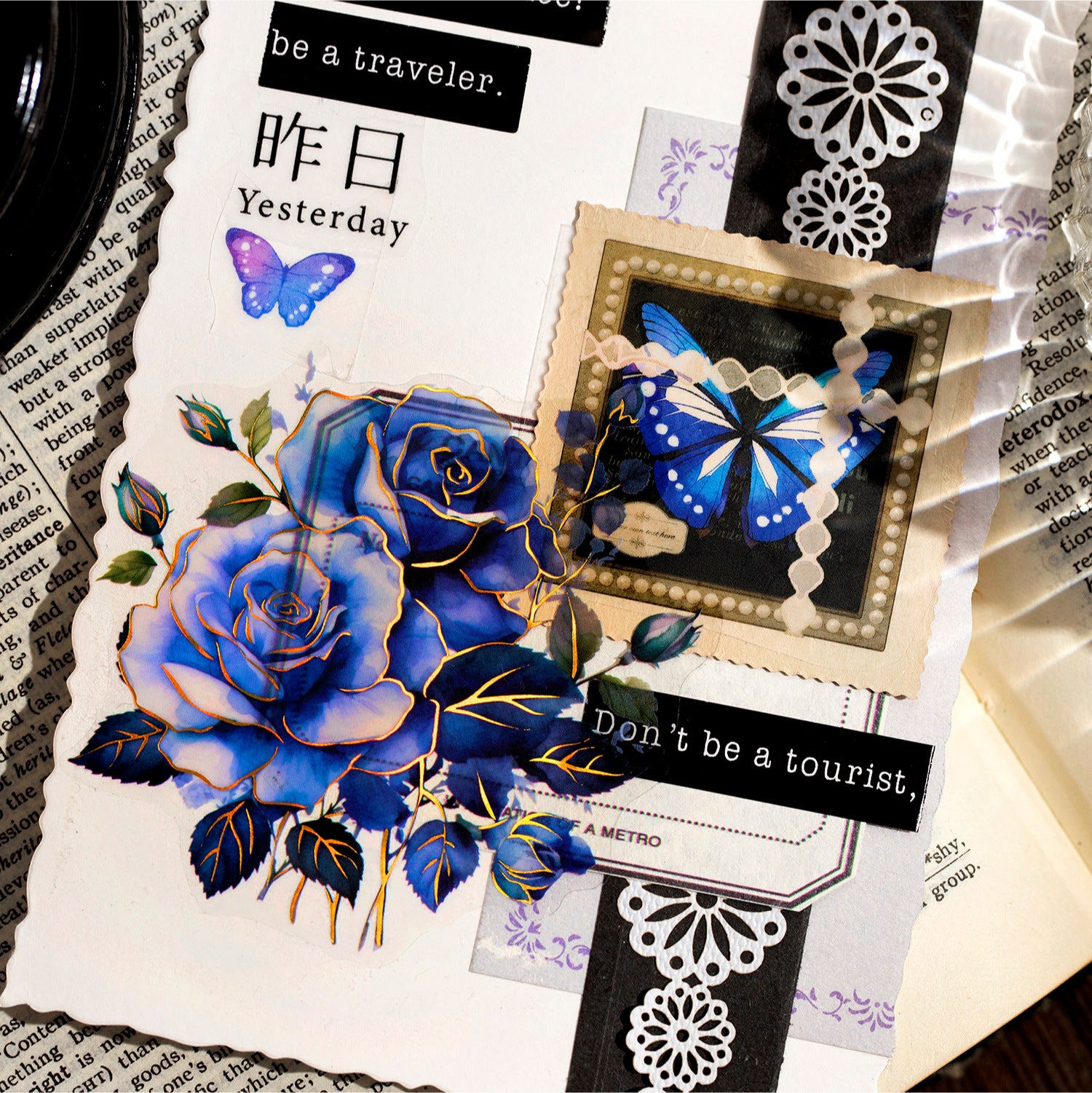 10 Pcs Dark Rose PET Stickers AYMG