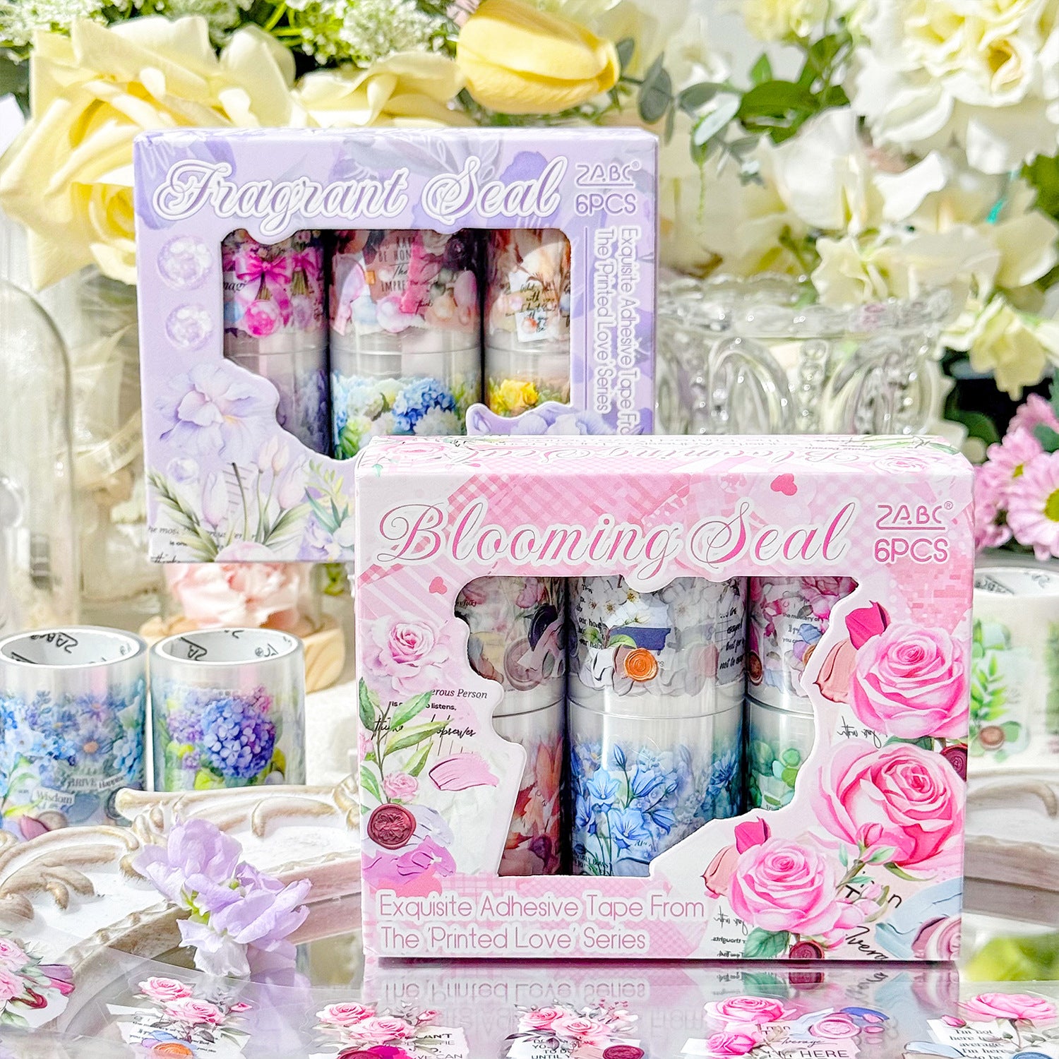 6 Rolls Flower PET Stickers Tape YHQS