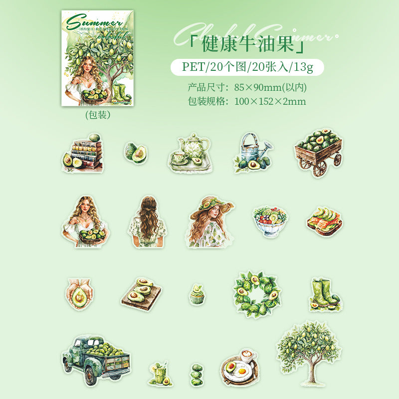 20 Pcs Summer PET Stickers BFXR