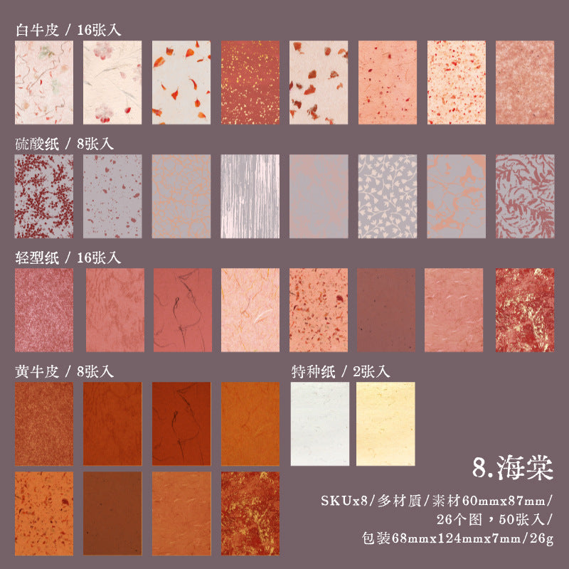 50 Pcs Nature Floral Scrapbook Paper MDRC