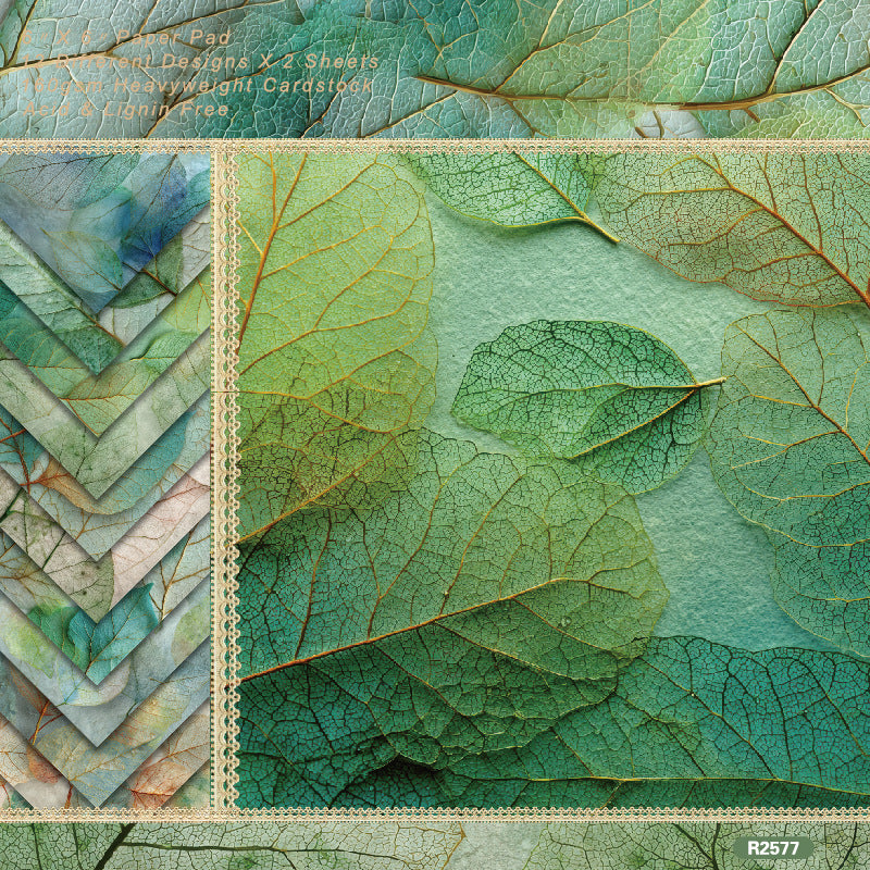 6 inch Green Leaf Texture Scrapbook Paper Pad SKP577
