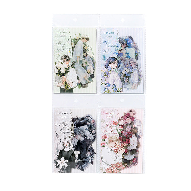 30 Pcs Flower Boy Girl PET Stickers HYNH