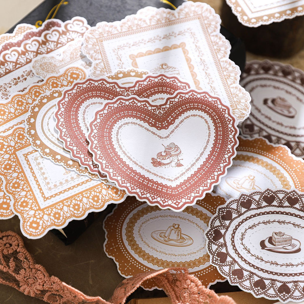 20 Pcs Heart Shape Lace Frame Stickers LSWYJ
