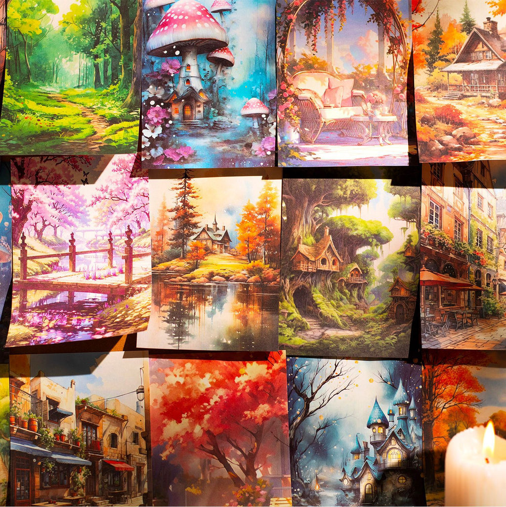 30 Pcs Fantasy Forest Scrapbook Paper ZYHJ