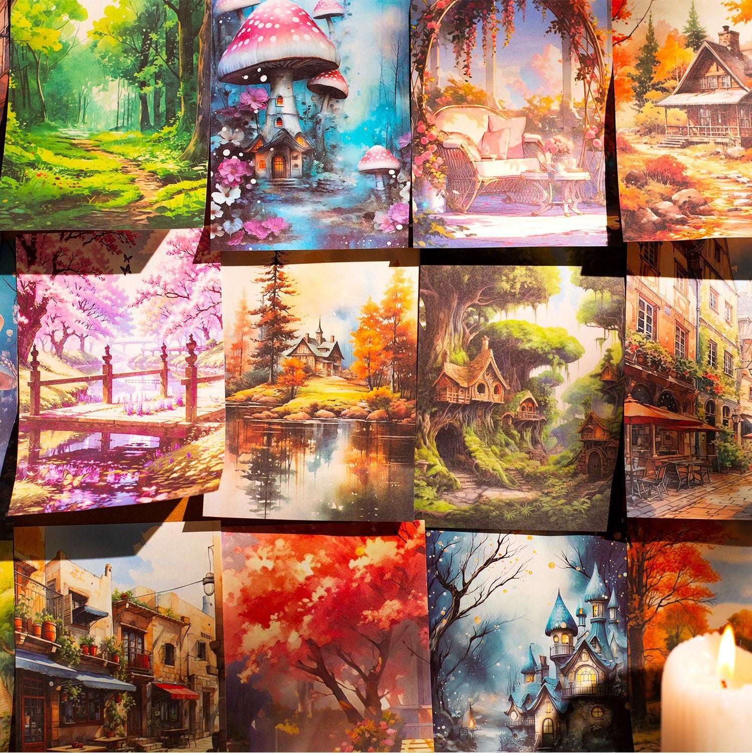 30 Pcs Fantasy Forest Scrapbook Paper ZYHJ
