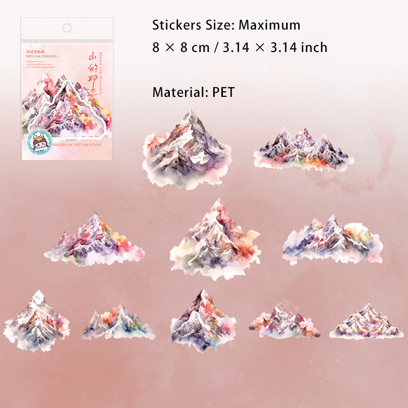 10 Pcs Glitter PET Mountain Stickers SDNB