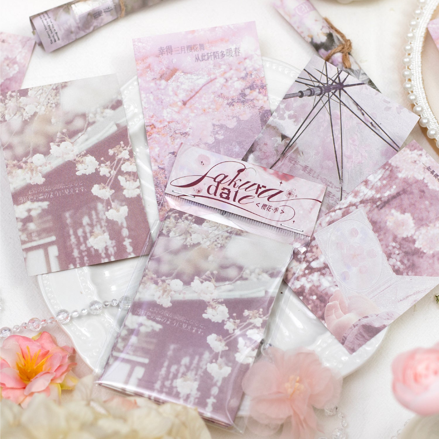 40 Pcs Sakura Theme Scrapbook Paper YHZY