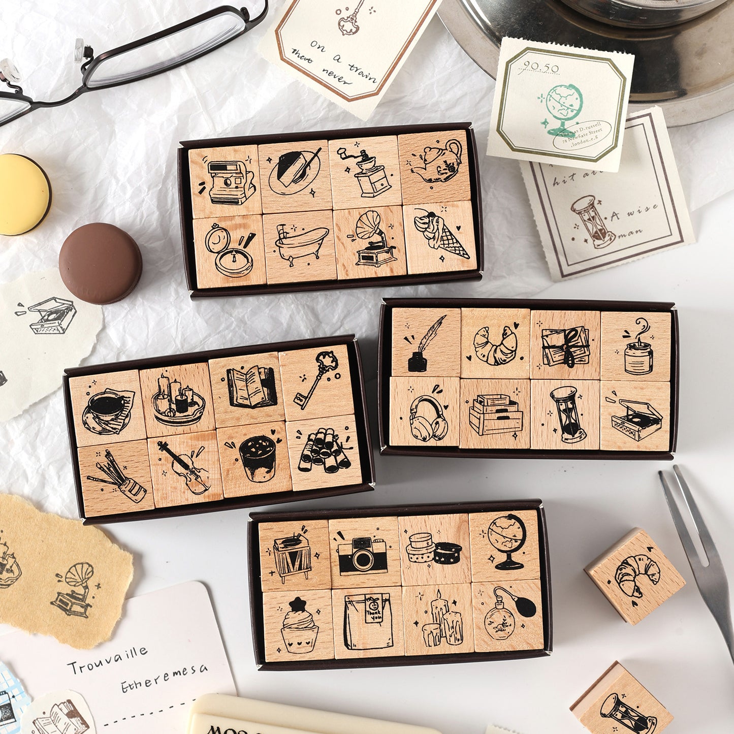 8 Rolls Gadgets Wooden Stamp Kit MWXY