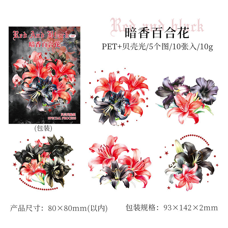 10 Pcs PET Flower Stickers HYH