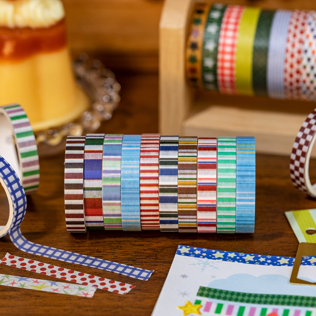10 Rolls Star Grid Stripe Washi Tape Set ZHSJ