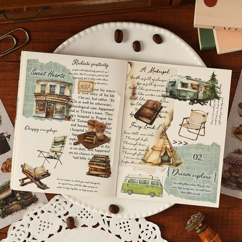 4 Sheets Camping Themed Washi Stickers YYXL