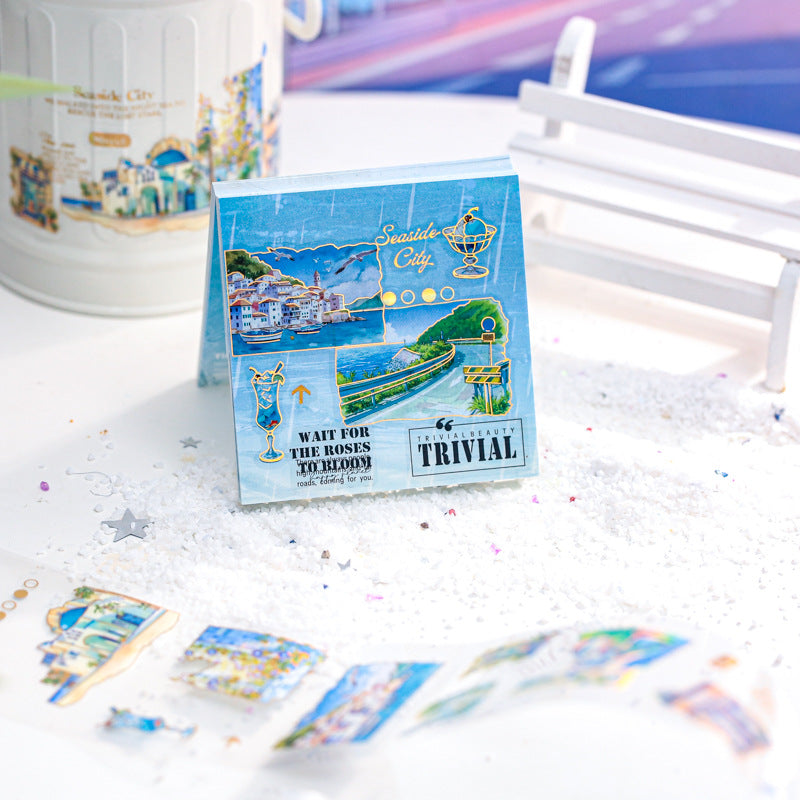 1 Roll Gold Foil Travel Theme PET Stickers Tape CSMYJ