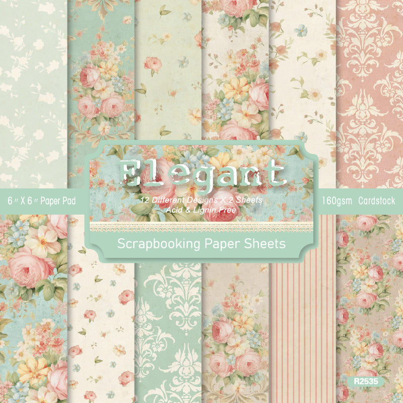 6 inch Victorian Floral Scrapbook Paper Pad SKP535