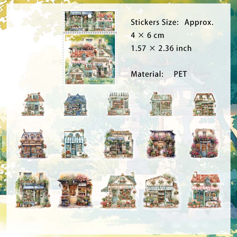30 Pcs House Castle PET Stickers SLXWZRCS