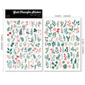 2 Sheets Waterproof Rub on Stickers - Green Leaf