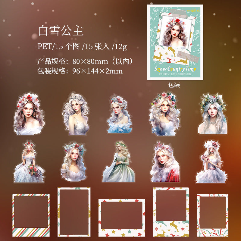 15 Pcs Chritmas Girl PET Stickers XGSG