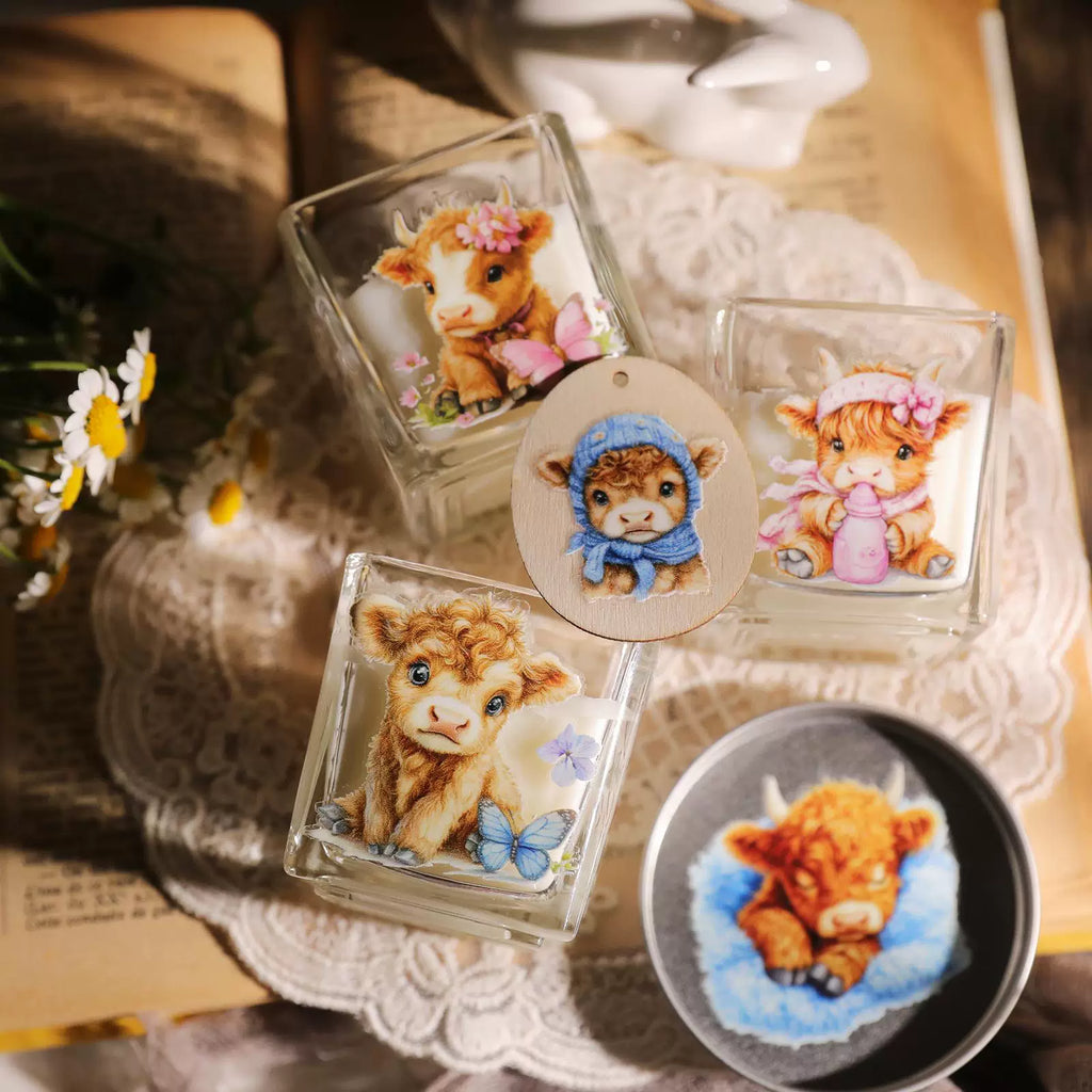 2 Sheets Waterproof Rub on Stickers - Baby Cow