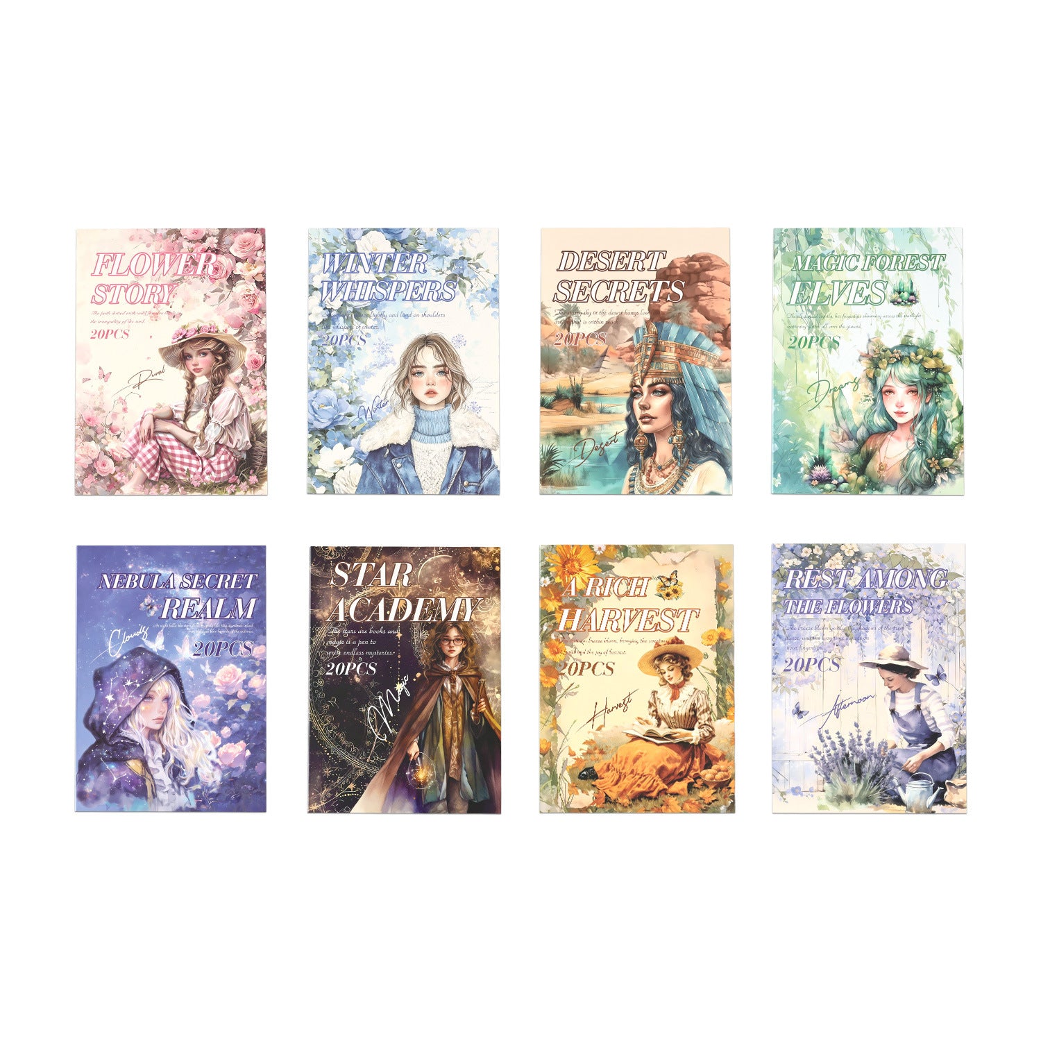 20 Sheets Vintage Journal Stickers Book HYSG