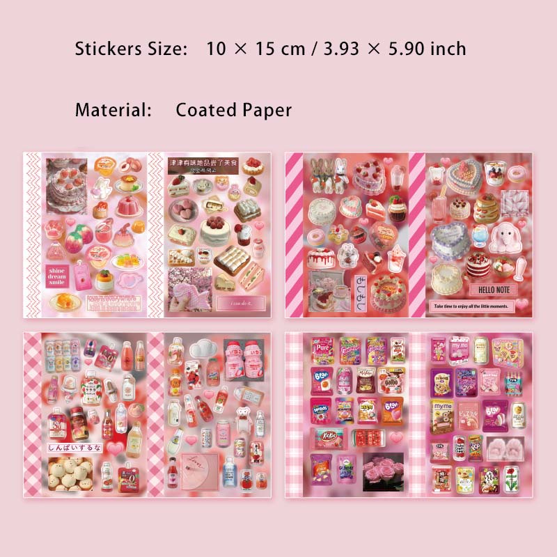 4 Sheets Food Theme Journal Stickers WJLX