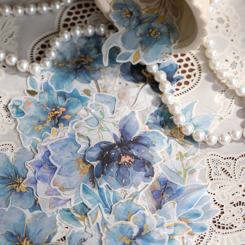 30 Pcs Gold Foil Flower Washi Stickers FHLJ