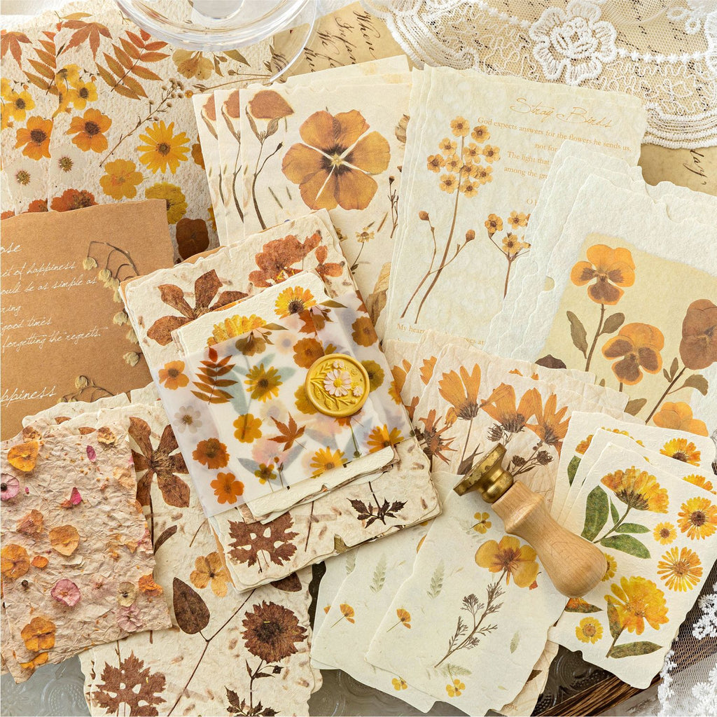 30 Pcs Floral Embossed Scrapbook Paper YZHY