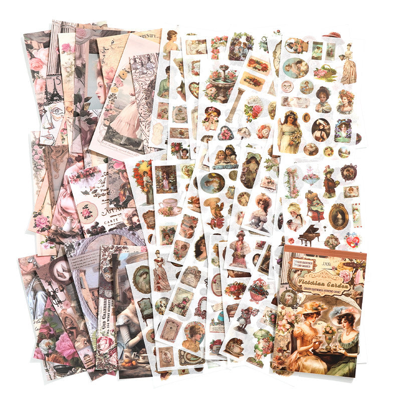 50 Pcs Vintage Scrapbook Stickers Book WDLYHY