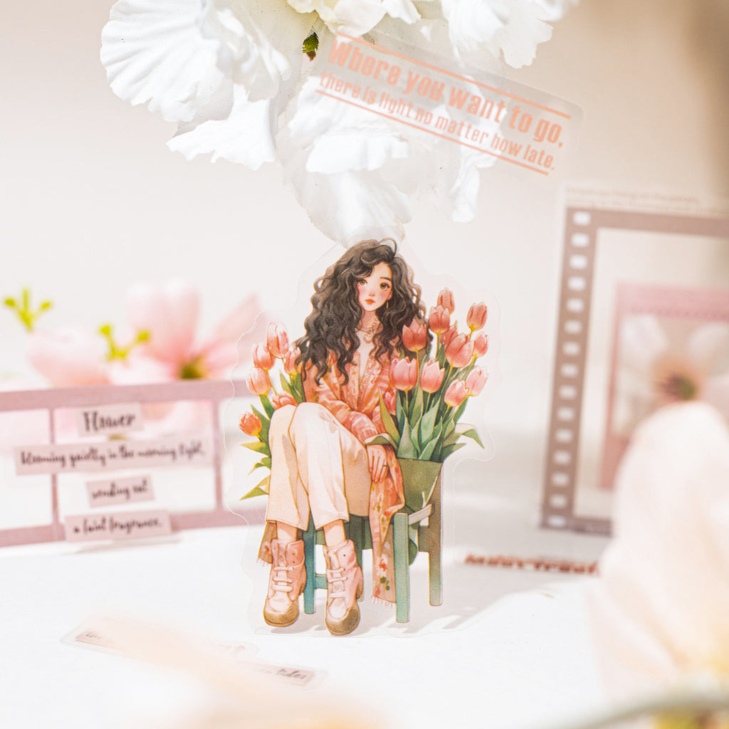 25 Pcs Girl Frame Words PET Stickers DGMH