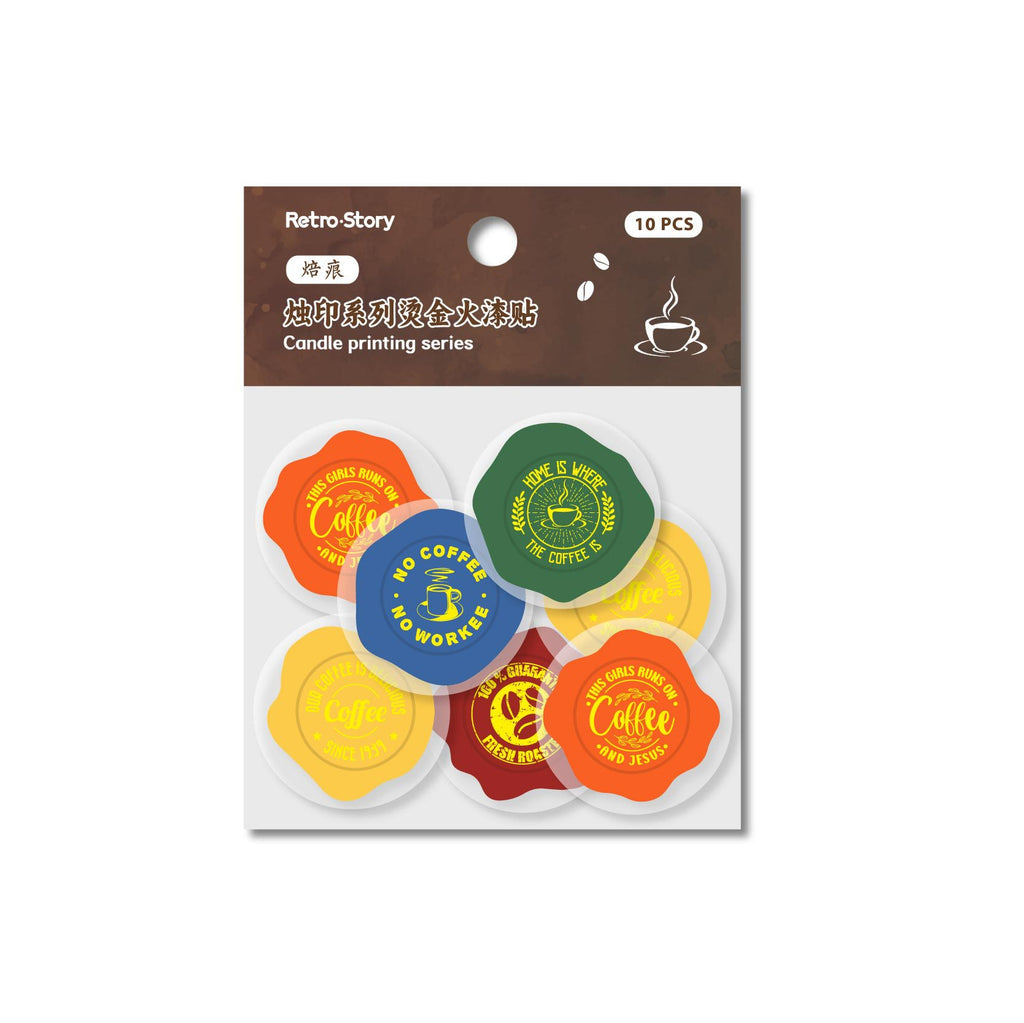 10 Pcs Gold Foil Leather Wax Seal Stickers ZYXL
