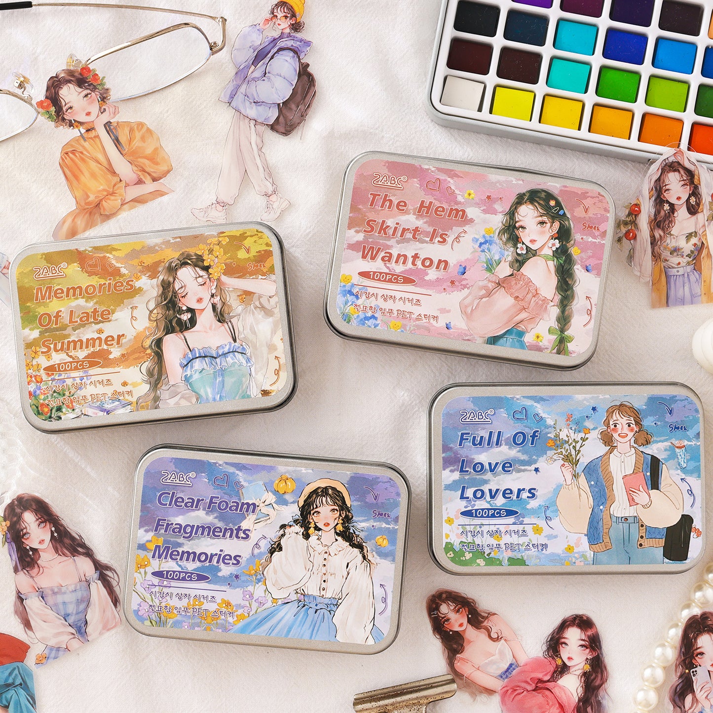 100 Pcs Fashion Boys and Girls PET Stickers SGSX