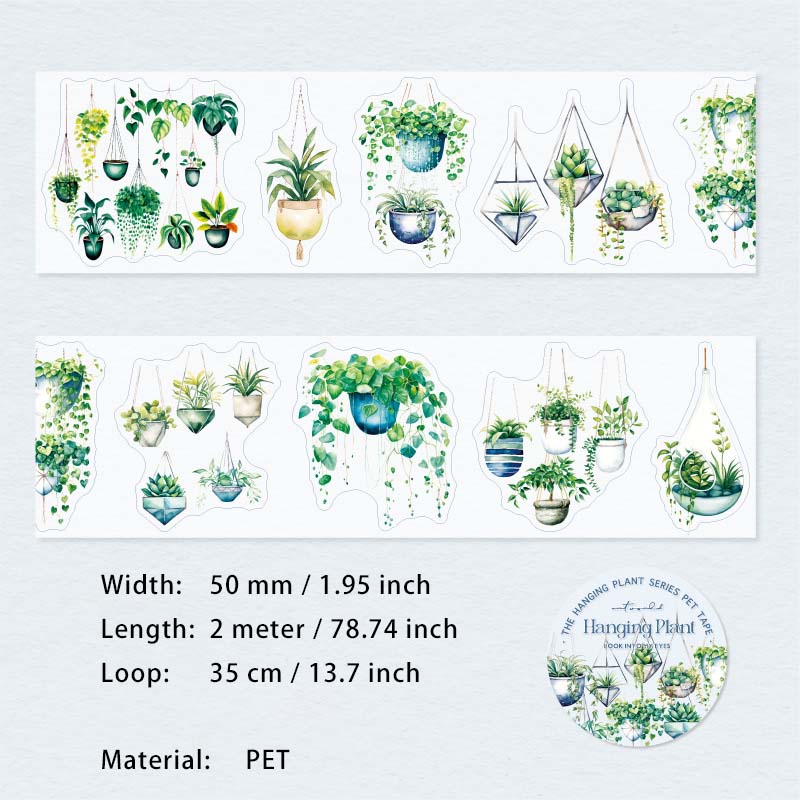 1 Roll Potted Plants PET Stickers Tape XGZW