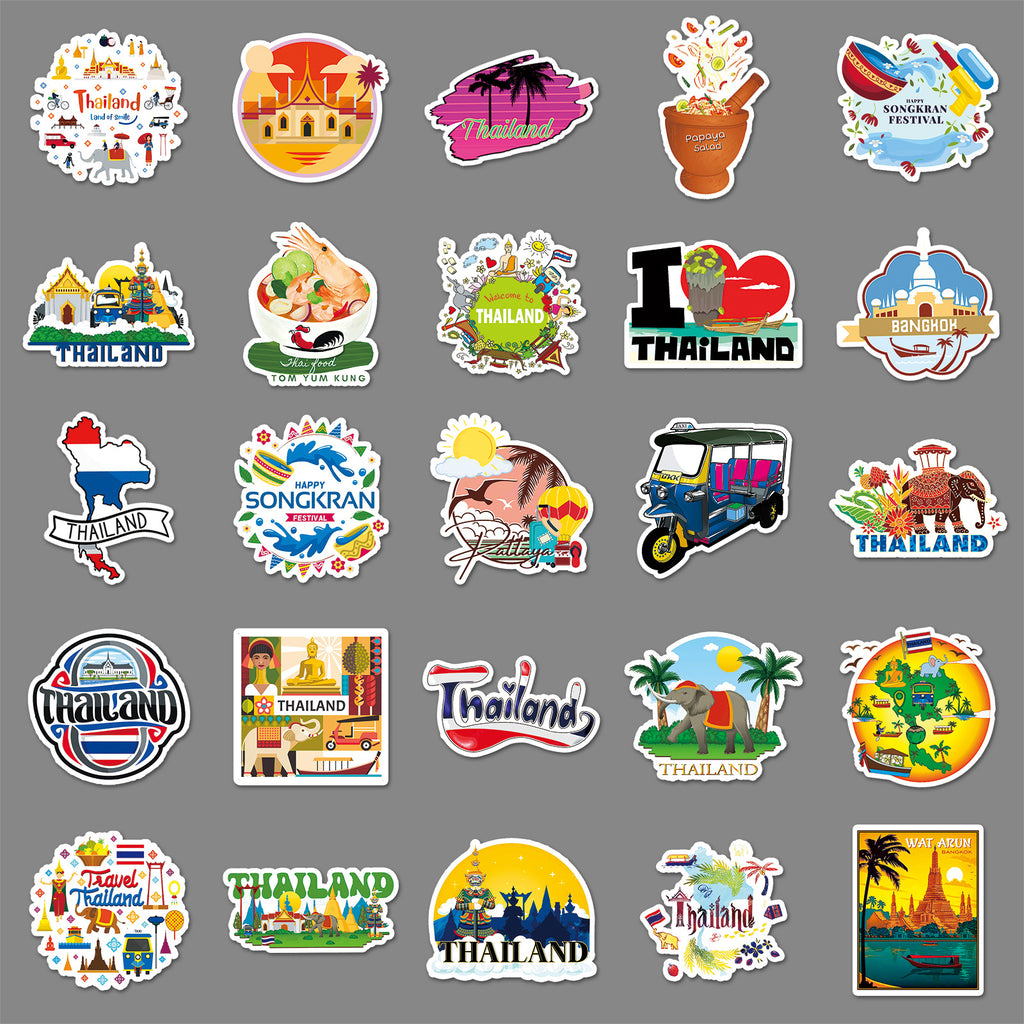 50Pcs Thailand Travel Vinyl Stickers TRV01