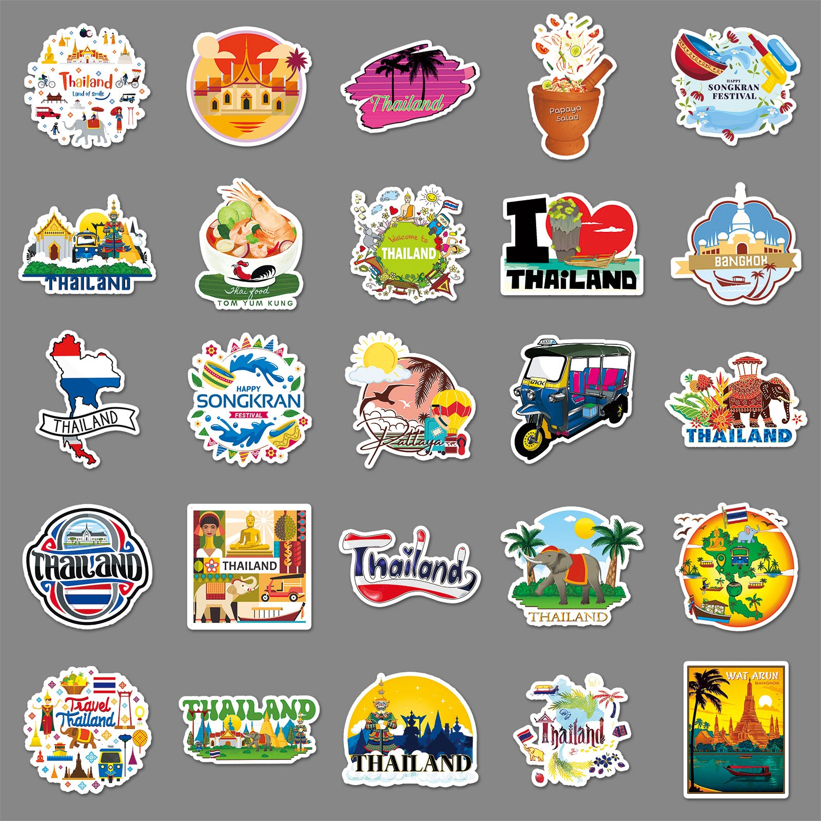 50Pcs Thailand Travel Vinyl Stickers TRV01