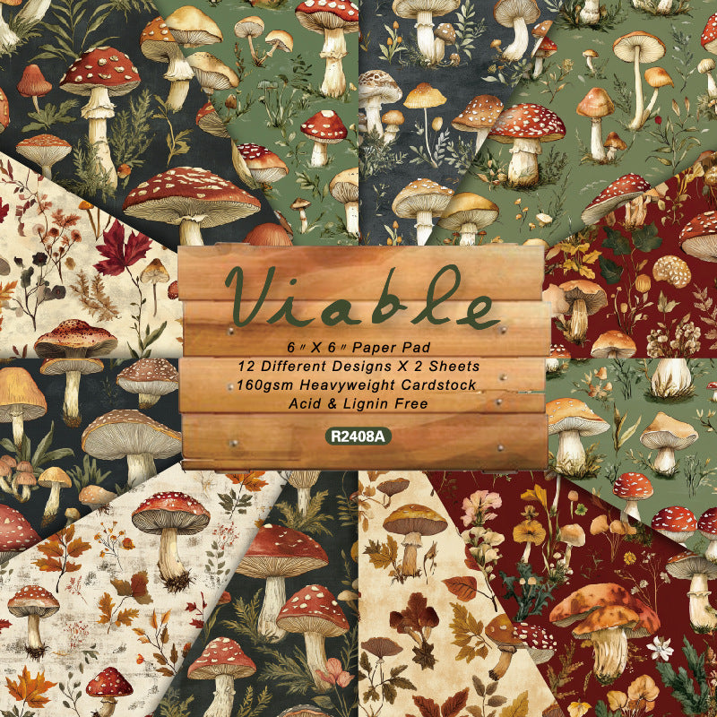 6 inch Mushroom Scrapbook Paper Pad SKP408
