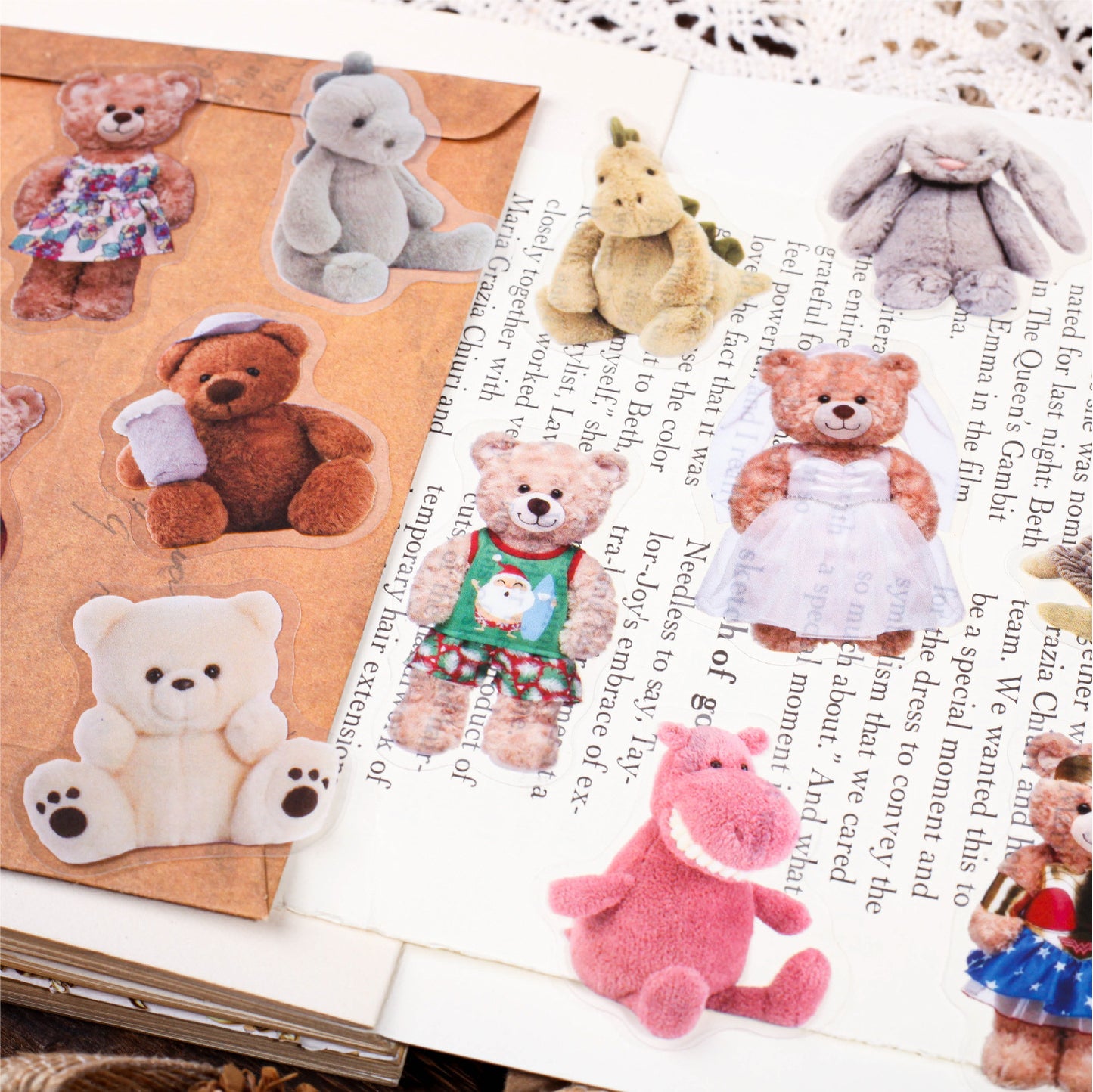 20 Pcs Doll Bear PET Stickers WOXL