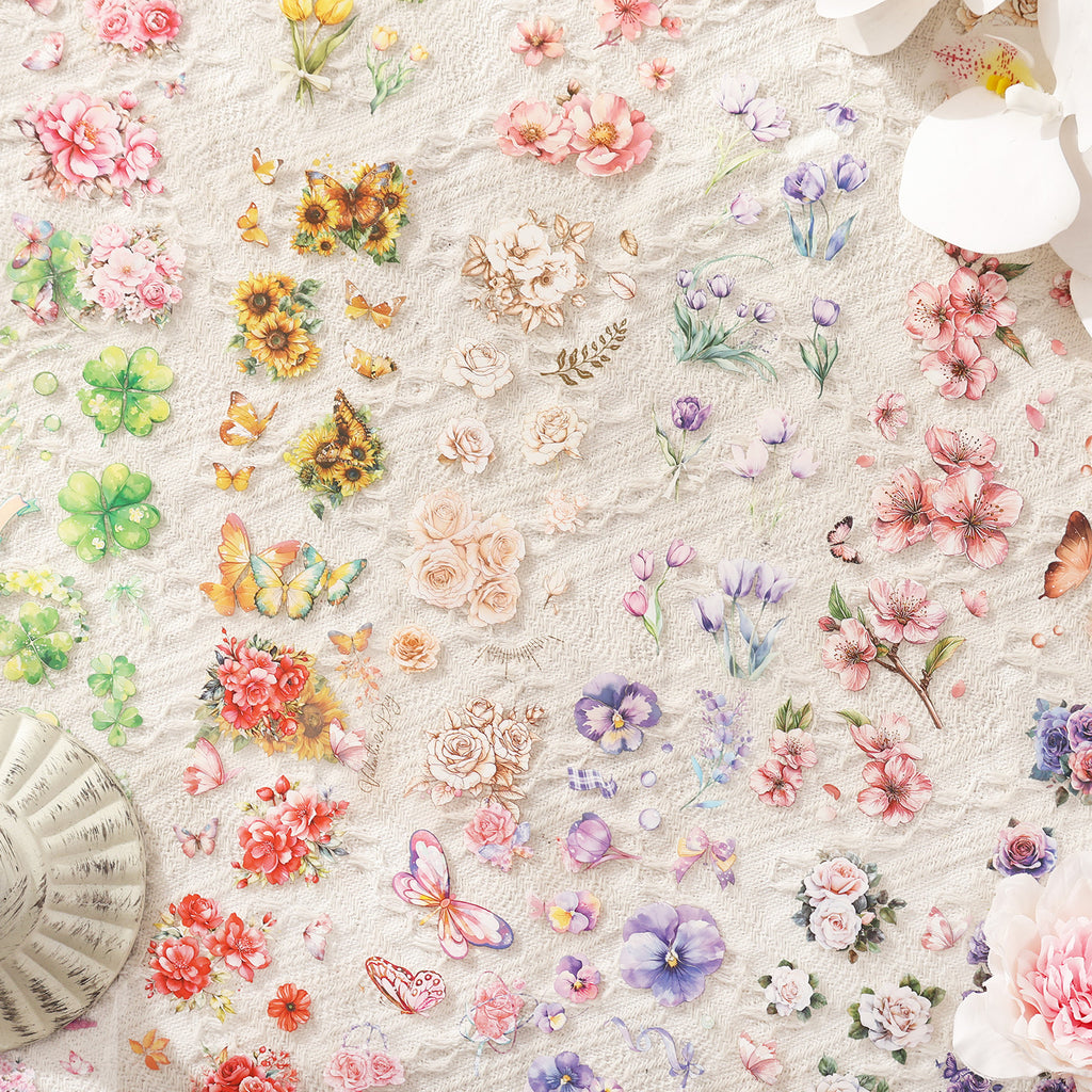 20 Sheets Flower Leaf Butterfly Stickers Book HJYL