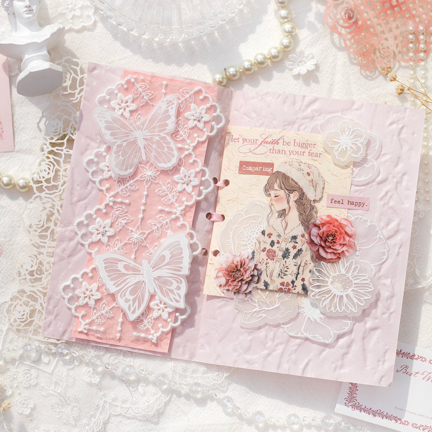 126 Pcs Lace Theme Scrapbook Supplies Kit SHDSJ