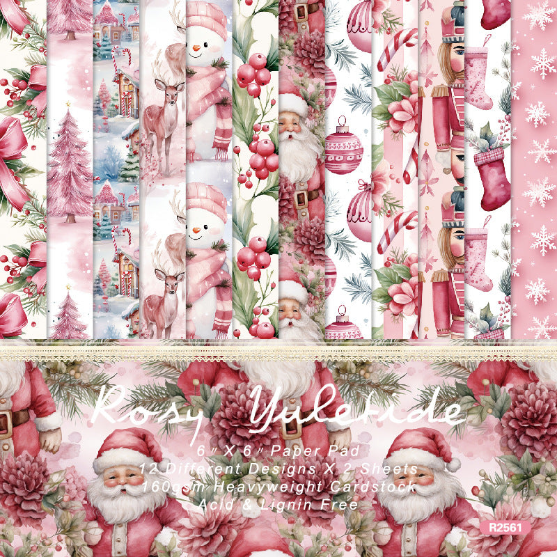 6 inch Pink Christmas Scrapbook Paper Pad SKP561