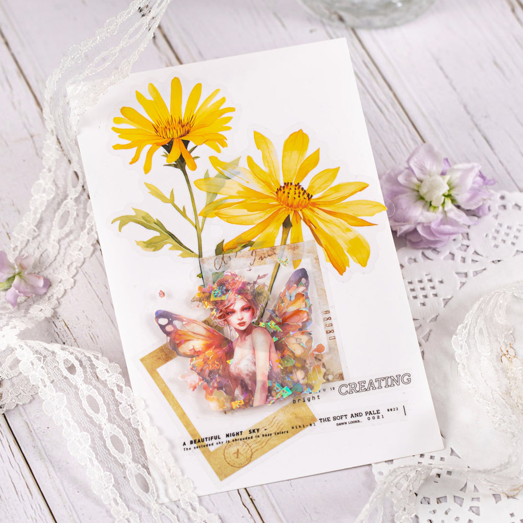 30 Pcs Flower and Frame PET Stickers HYSJ