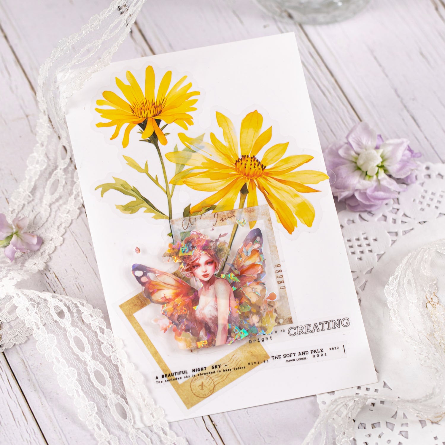 30 Pcs Flower and Frame PET Stickers HYSJ