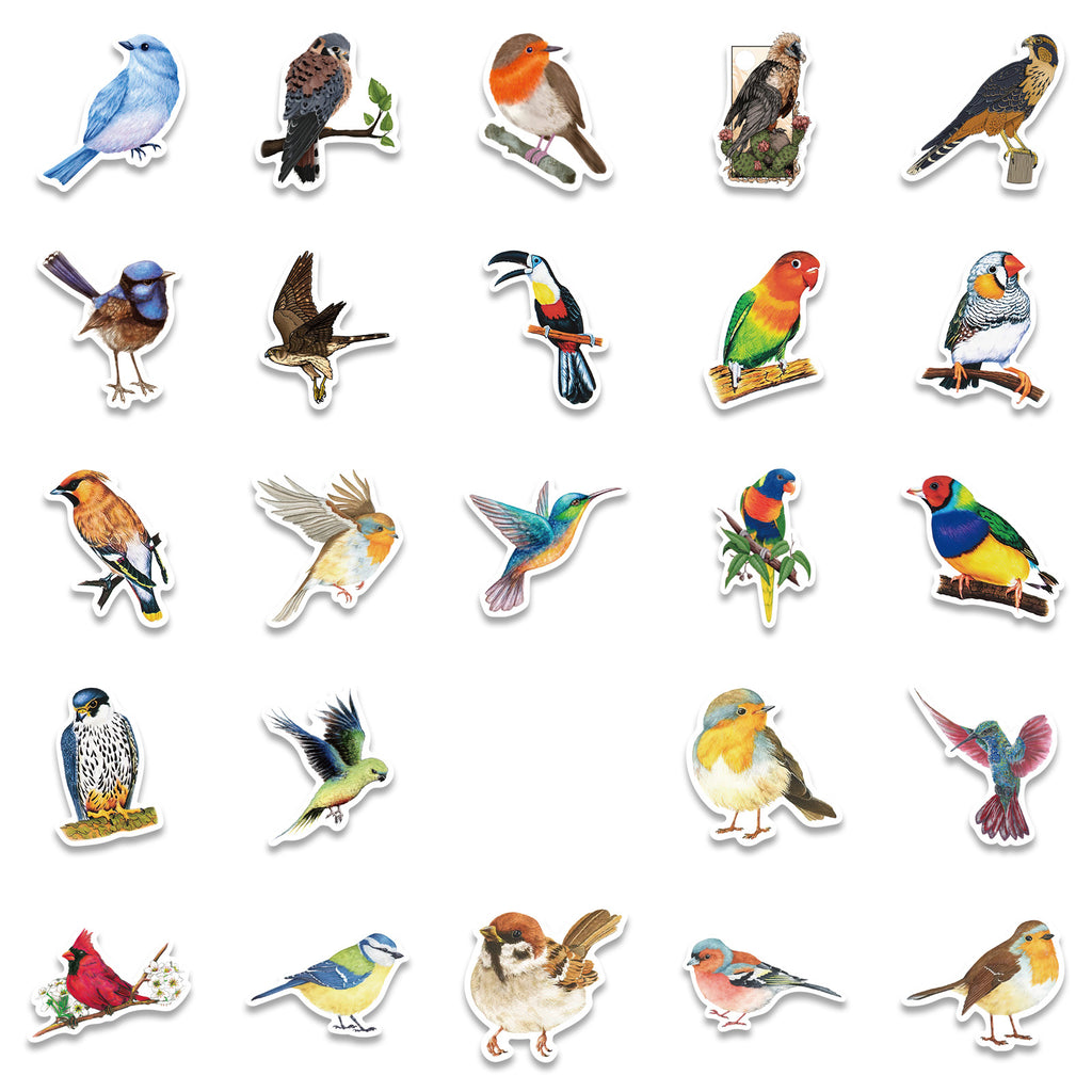 50 Pcs Vinyl Bird Stickers GT055