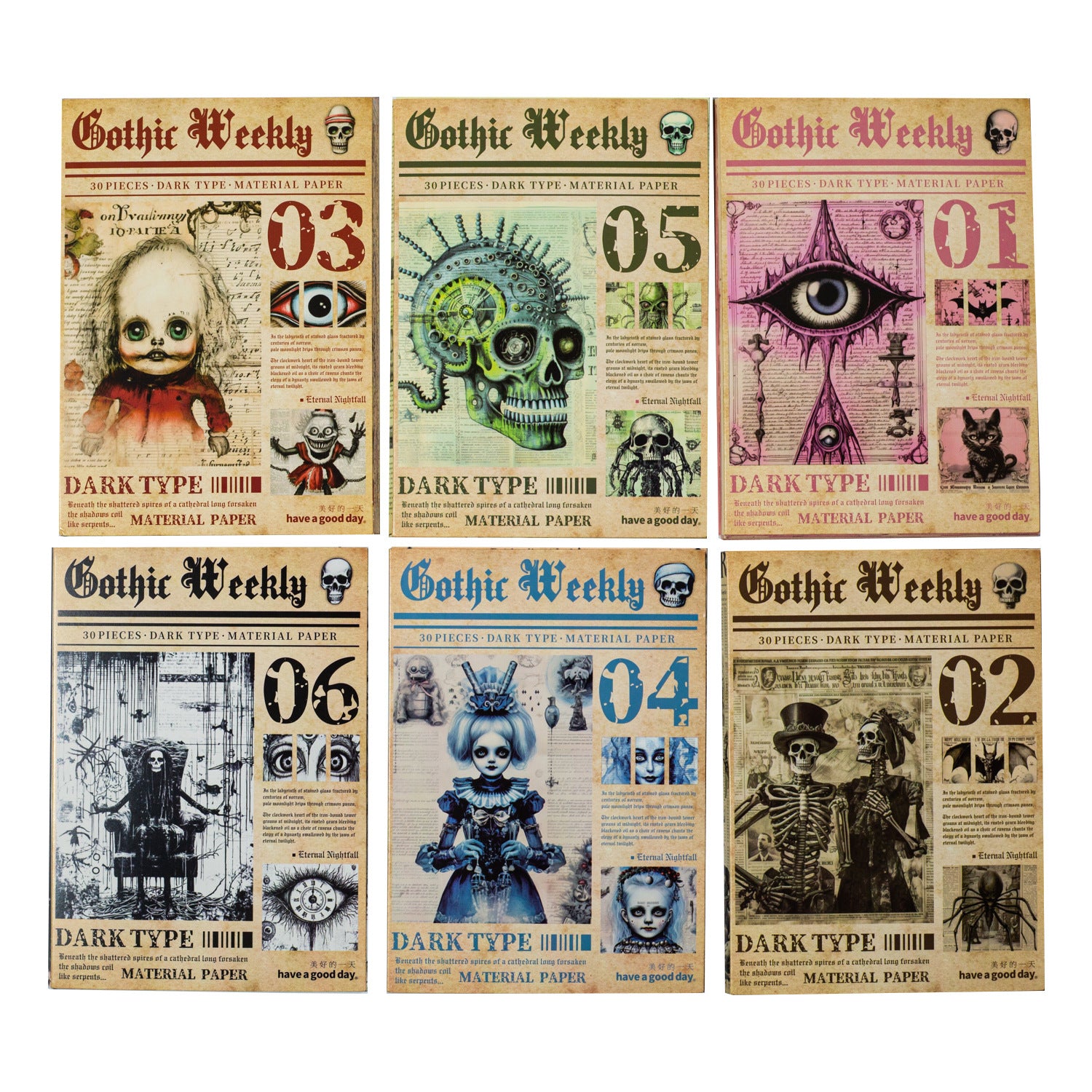 30 Pcs Gothic Vintage Newspaper Journal Paper GTZK