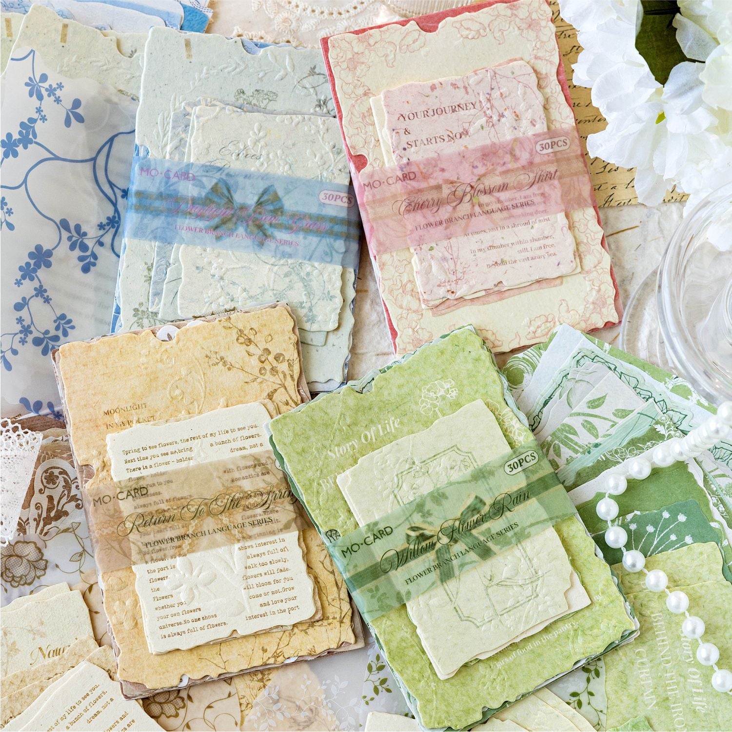 30 Pcs Floral Embossed Paper and Scrapbook Paper HZYX
