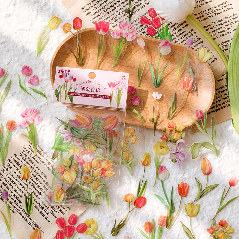 40 Pcs Tulip PET Stickers