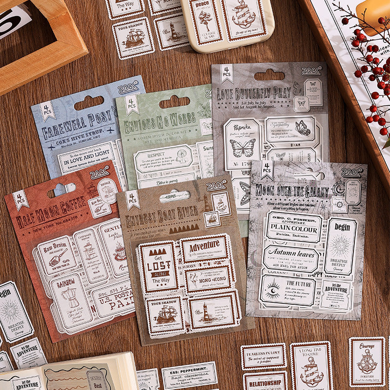 4 Sheets Vintage Scrapbook Stickers CXDY